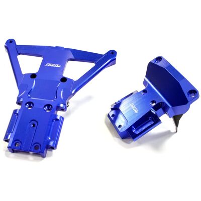 Integy Billet Machined Front & Rear Bulkhead, Blue - Traxxas Slash 4x4 (LCG) Integy Billet Machined Front & Rear Bulkhead, Blue - Traxxas Slash 4x4 (LCG)