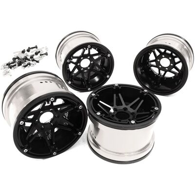 Integy Billet Machined 2.2 6-Spoke Alloy Wheels w/ 6-bolt (4pcs) - Zwart/Zilver Integy Billet Machined 2.2 6-Spoke Alloy Wheels w/ 6-bolt (4pcs) - Zwart/Zilver