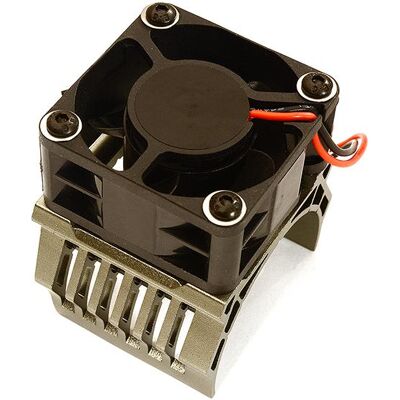 Integy 42mm Motor Heatsink + 40x40mm Cooling Fan 16k rpm - 1/10 Traxxas & Arrma - Grijs Integy 42mm Motor Heatsink + 40x40mm Cooling Fan 16k rpm - 1/10 Traxxas & Arrma - Grijs