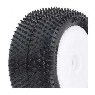 Proline Pin Tires, Rear, Mounted, White (2): Mini-B Proline Pin Tires, Rear, Mounted, White (2): Mini-B