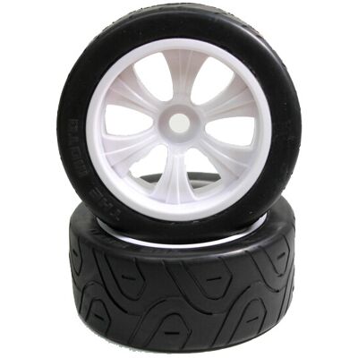 Absima onroad banden op 6-spaaks velgen voor 1/8 truggy/truck - Wit Absima onroad banden op 6-spaaks velgen voor 1/8 truggy/truck - Wit