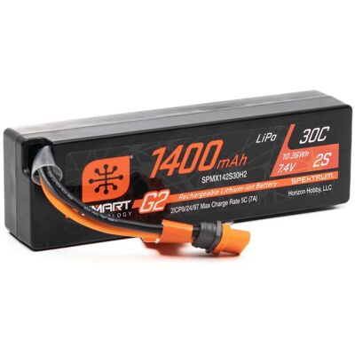 Spektrum 7.4V 1400mAh 2S 30C Smart G2 LiPo accu met IC2 stekker Spektrum 7.4V 1400mAh 2S 30C Smart G2 LiPo accu met IC2 stekker