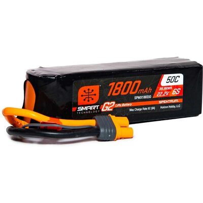 Spektrum 22.2V 1800mAh 6S 50C Smart G2 LiPo accu met IC3 stekker Spektrum 22.2V 1800mAh 6S 50C Smart G2 LiPo accu met IC3 stekker