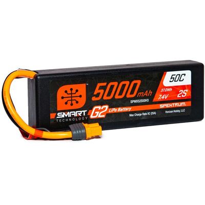 Spektrum 7.4V 5000mAh 2S 50C Smart G2 LiPo accu met IC3 stekker Spektrum 7.4V 5000mAh 2S 50C Smart G2 LiPo accu met IC3 stekker