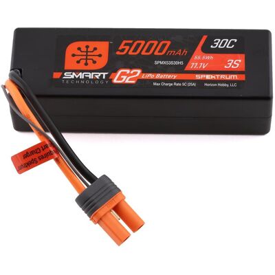 Spektrum 3S 11.1V 5000mAh 3S 30C Smart G2 Hardcase LiPo accu met IC5 stekker Spektrum 3S 11.1V 5000mAh 3S 30C Smart G2 Hardcase LiPo accu met IC5 stekker
