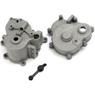 Traxxas Gearbox halves (front & rear)/ rubber access plug/ shift detent ball/ spring/ 4mm gs/ shift shaft seal, glued Traxxas Gearbox halves (front & rear)/ rubber access plug/ shift detent ball/ spring/ 4mm gs/ shift shaft seal, glued