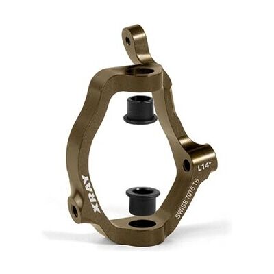 XRay Alu Caster Block 14 deg. Left Swiss 7075 T6 Hard Coated - XB808 (X352228) XRay Alu Caster Block 14 deg. Left Swiss 7075 T6 Hard Coated - XB808 (X352228)