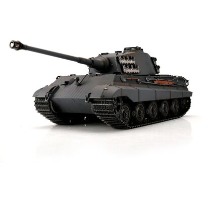 Torro Pro-Edition RC Tank 1/16 Königstiger grijs IR + Rook in luxe houten krat Torro Pro-Edition RC Tank 1/16 Königstiger grijs IR + Rook in luxe houten krat