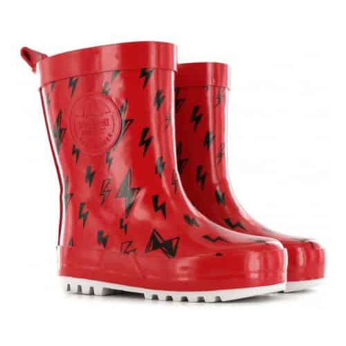 Shoesme regenlaarzen rood met bliksemschicht Maat