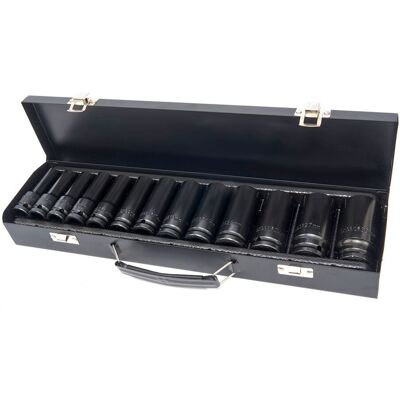 HBM lange krachtdoppenset metrisch 1/2 inch, 13-delig HBM lange krachtdoppenset metrisch 1/2 inch, 13-delig