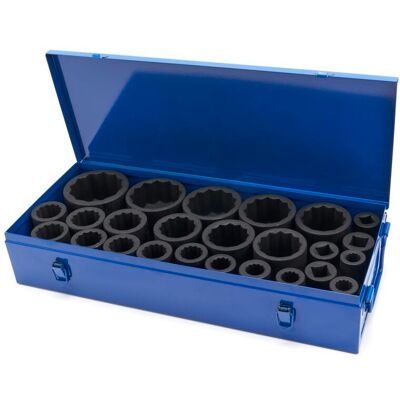 HBM Krachtdoppenset, twaalfkant, 1 inch, 17 - 75 mm, 25-delig HBM Krachtdoppenset, twaalfkant, 1 inch, 17 - 75 mm, 25-delig