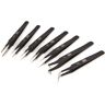 HBM Professionele 7 Delige Anti Magnetische RVS Pincet set