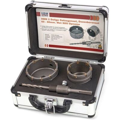 HBM 2-delige Gatenzaag Set - 60-80mm SDS HBM 2-delige Gatenzaag Set - 60-80mm SDS