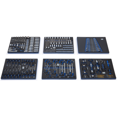 HBM inlays met gereedschapset 245-delig, voor gereedschapswagen, blauw HBM inlays met gereedschapset 245-delig, voor gereedschapswagen, blauw