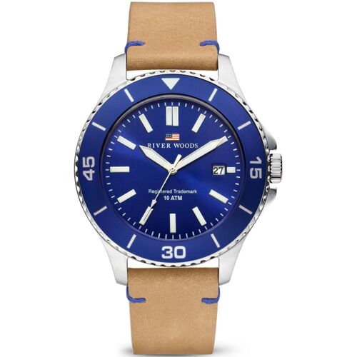 River Woods Herenhorloge 10ATM - Lederen Horlogeband Blauw