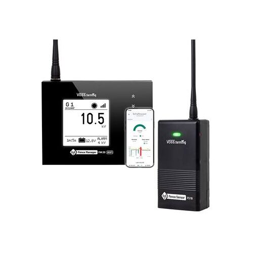 Voss farming set voor monitoring van 1 schrikdraadomheining via smartphone: FM 20 WiFi + 1x sensor