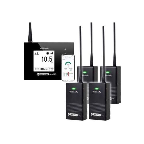 Voss farming set voor monitoring van 4 schrikdraadomheiningen via smartphone: FM 20 WiFi + 4x sensor