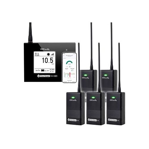 Voss farming set voor monitoring van 5 schrikdraadomheiningen via smartphone: FM 20 WiFi + 5x sensor