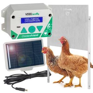 SET: VOSS.farming  ""ChickenFriend"" - premium model, kippenluik 430 x 400 mm + solar accu set