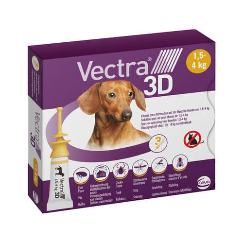 Vectra 3D dog XS 1,5 - 4 kg 3 pipetten Hond