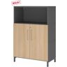 hjh OFFICE PRO FlexWall   3 OH   deuren + kast   met sokkelframe - Grafiet/Eiken