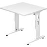 hjh OFFICE PRO MEGA 8 W   Bureau - 80 x 80 Tafelhoogte I In hoogte verstelbaar Wit/Wit