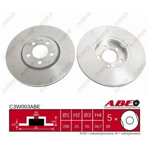 ABE C3W003ABE Voorkant Geventileerde Koolstof Remschijf ABE C3W003ABE Voorkant Geventileerde Koolstof Remschijf
