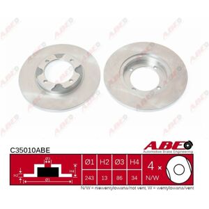 Voorwiel remschijf ABE C35010ABE - Massief, 243mm Voorwiel remschijf ABE C35010ABE - Massief, 243mm