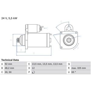 BOSCH 0 986 021 480 Starter - 24V, 5,5kW, Rechtdraai, Zwevend tandwiel BOSCH 0 986 021 480 Starter - 24V, 5,5kW, Rechtdraai, Zwevend tandwiel