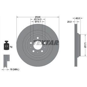 TEXTAR Model 3 Remschijf - Geventileerd - 114,3mm - 20mm - Remschijf TEXTAR Model 3 Remschijf - Geventileerd - 114,3mm - 20mm - Remschijf
