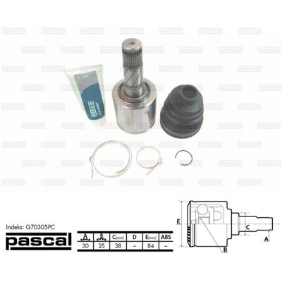 PASCAL G70305PC CV-assenkogel - Links, Kia Sorento 1 PASCAL G70305PC CV-assenkogel - Links, Kia Sorento 1