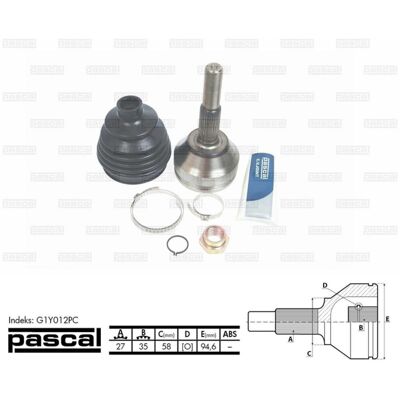 PASCAL G1Y012PC Universeel gewricht wielzijde - Cardanas PASCAL G1Y012PC Universeel gewricht wielzijde - Cardanas