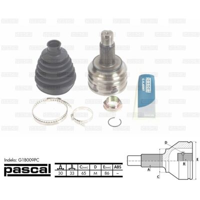 PASCAL G1B009PC Cardanaset - Aszijde PASCAL G1B009PC Cardanaset - Aszijde