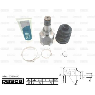 PASCAL G7G004PC Vooras links aandrijfas - Aandrijfas kop PASCAL G7G004PC Vooras links aandrijfas - Aandrijfas kop