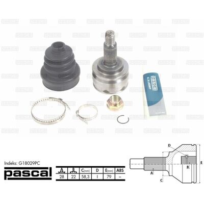 PASCAL G18029PC Aandrijfas set - Vooras, beide zijden PASCAL G18029PC Aandrijfas set - Vooras, beide zijden