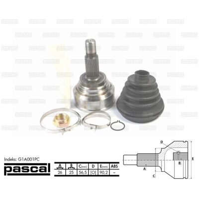PASCAL G1A001PC CV-Kogelgewricht Voor Audi, Saab - Aandrijflank PASCAL G1A001PC CV-Kogelgewricht Voor Audi, Saab - Aandrijflank