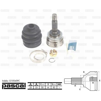 PASCAL G10545PC Cardanas - Aswiel voor Hyundai Matrix, Coupe II, Elantra III 5-deurs PASCAL G10545PC Cardanas - Aswiel voor Hyundai Matrix, Coupe II, Elantra III 5-deurs