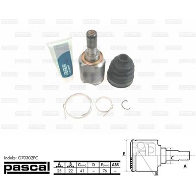 PASCAL G70302PC Koppeling voor linker vooras - Koppeling CV PASCAL G70302PC Koppeling voor linker vooras - Koppeling CV