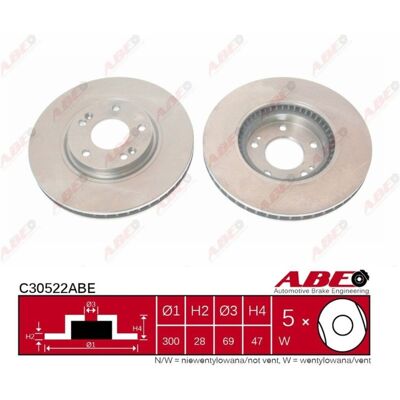ABE C30522ABE Voorkant Ventilated Remschijf ABE C30522ABE Voorkant Ventilated Remschijf
