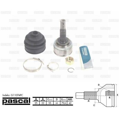 PASCAL G11074PC Aandrijfas - Joint Drive Shaft PASCAL G11074PC Aandrijfas - Joint Drive Shaft