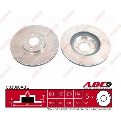 ABE C31088ABE Voorkant Remschijf - Ventilatie ABE C31088ABE Voorkant Remschijf - Ventilatie