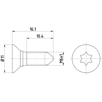 Textar Model 16,1mm Staal Torx Remschroef - Remschijf Textar Model 16,1mm Staal Torx Remschroef - Remschijf