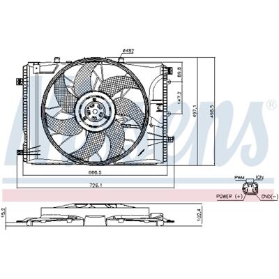Nissens 482mm Koelventilator - 4 polen, 7 bladen, 12V, 810W Nissens 482mm Koelventilator - 4 polen, 7 bladen, 12V, 810W