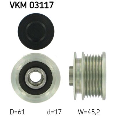 Alanko - 45,2 mm breedte, 6 ribben, 17 mm binnen diameter - Generator freewheel Alanko - 45,2 mm breedte, 6 ribben, 17 mm binnen diameter - Generator freewheel