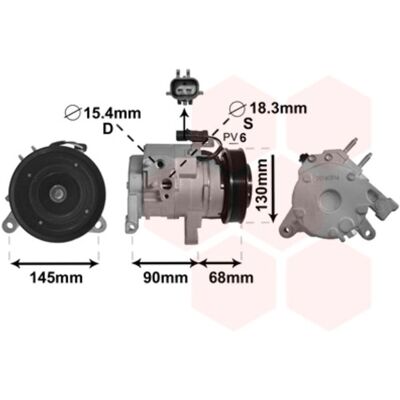 VAN WEZEL 2100K133 AC Compressor - R134a, 130mm Pully, 12V VAN WEZEL 2100K133 AC Compressor - R134a, 130mm Pully, 12V