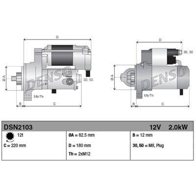 DENSO DSN2103 - Startmotor - 12 tanden, 12V, OE kwaliteit DENSO DSN2103 - Startmotor - 12 tanden, 12V, OE kwaliteit