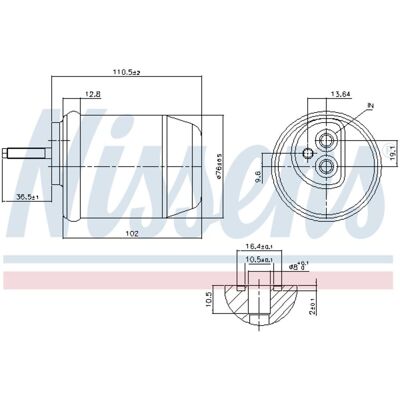 NISSENS 95761 Aluminium R134a Ontvochtigerfilter - S-Type NISSENS 95761 Aluminium R134a Ontvochtigerfilter - S-Type