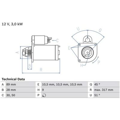 Bosch 0 986 019 020 Starter - 12V, 3 kW, rechts - Producttype Bosch 0 986 019 020 Starter - 12V, 3 kW, rechts - Producttype