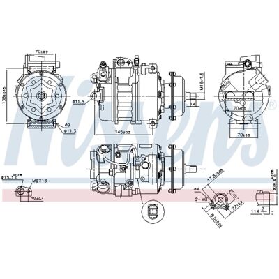 Nissens 7SE17C AC Compressor - VW California, Multivan, Phaeton Nissens 7SE17C AC Compressor - VW California, Multivan, Phaeton