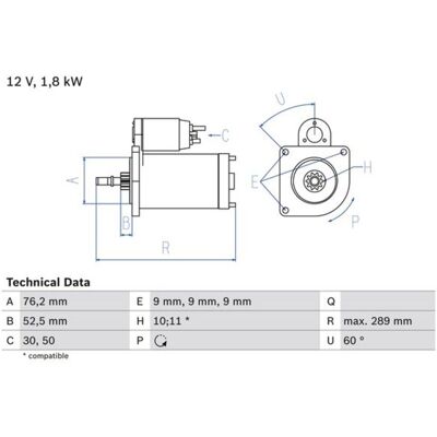 Bosch Startmotor 12V - 0 986 016 190 - Voor VW T4 Transporter Bosch Startmotor 12V - 0 986 016 190 - Voor VW T4 Transporter